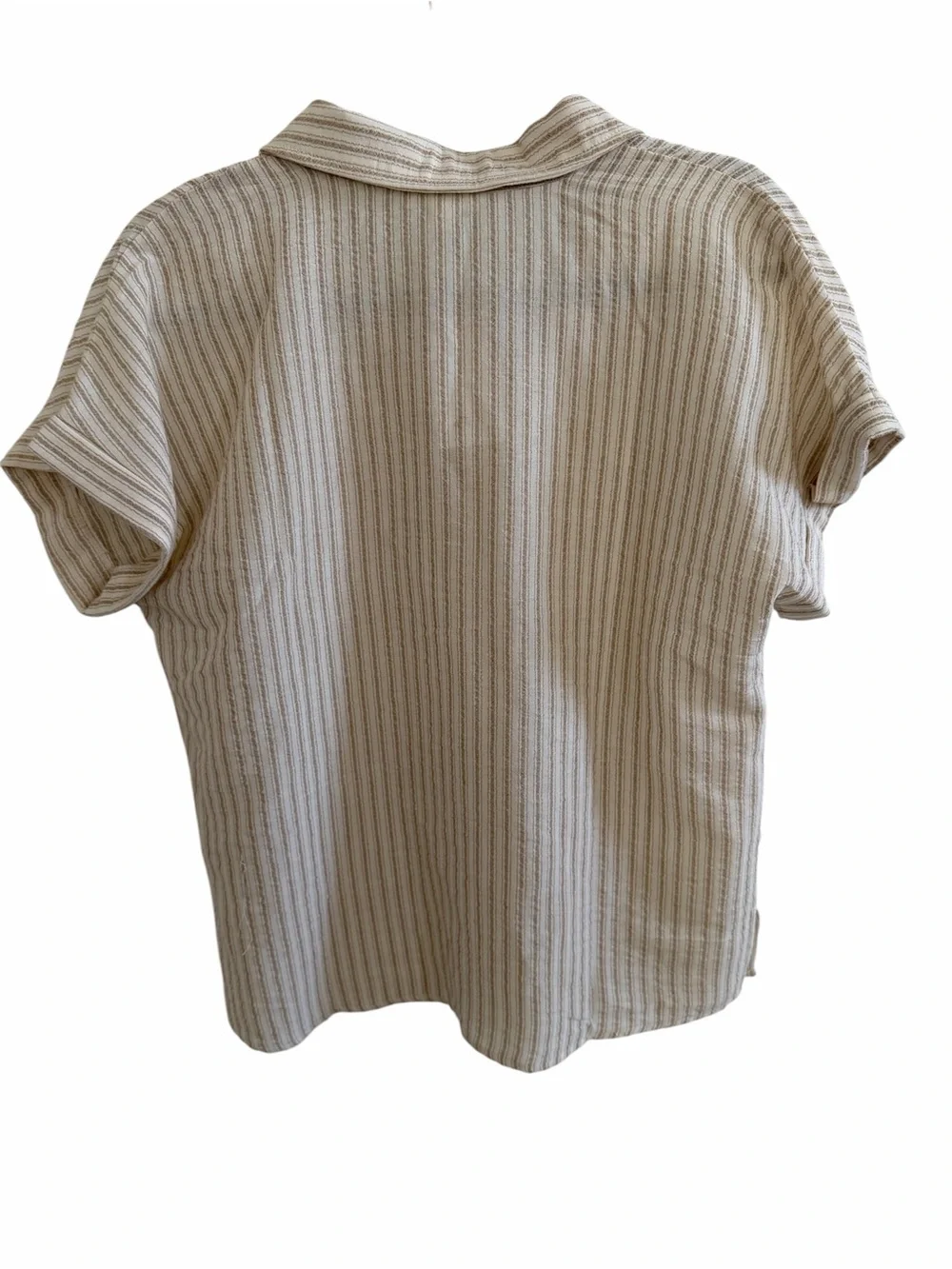 Blu Pepper Cream and Beige Striped Short Sleeve Button-Up Shirt - Picture 4 of 5